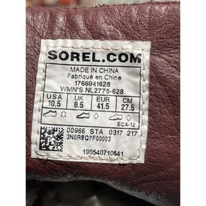 Sorel Sneakchic Alpine Boots Womens Size 10.5 Maroon Leather Ankle Bootie